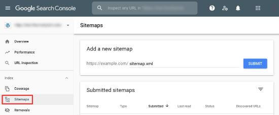 sitemap settings