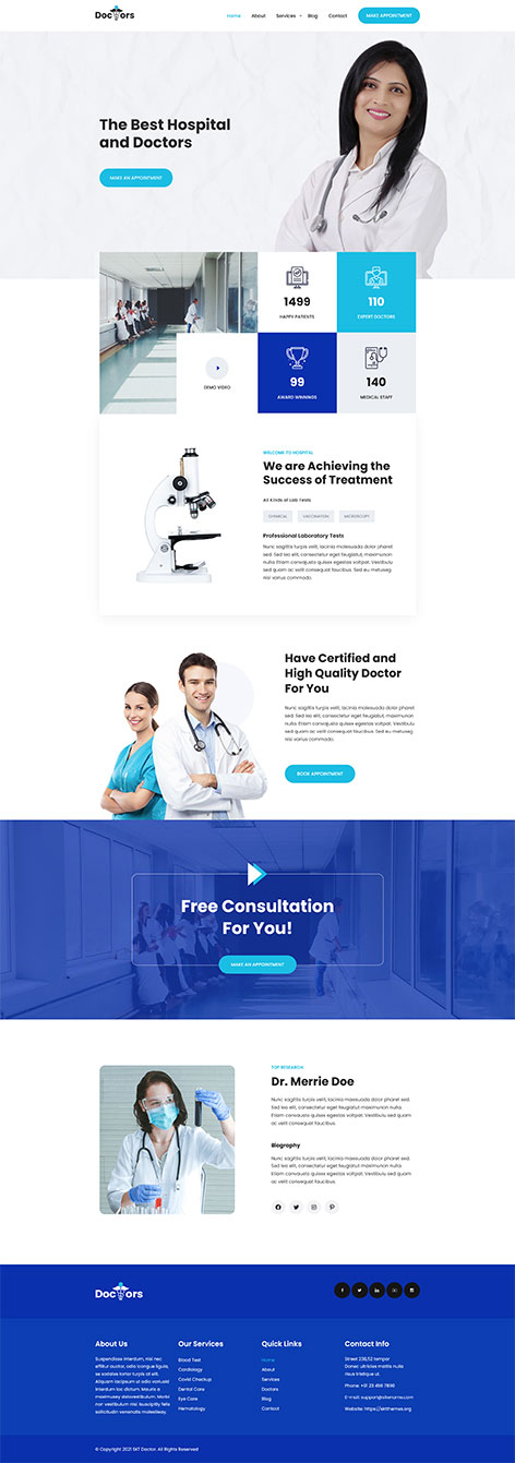 free medical clinic WordPress theme