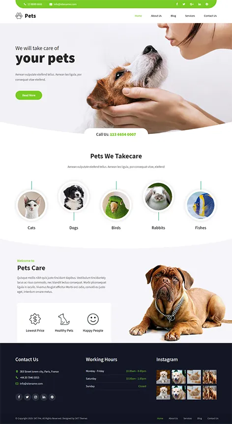 Download Free Animal WordPress Theme for Dogs Cats Pet Shop