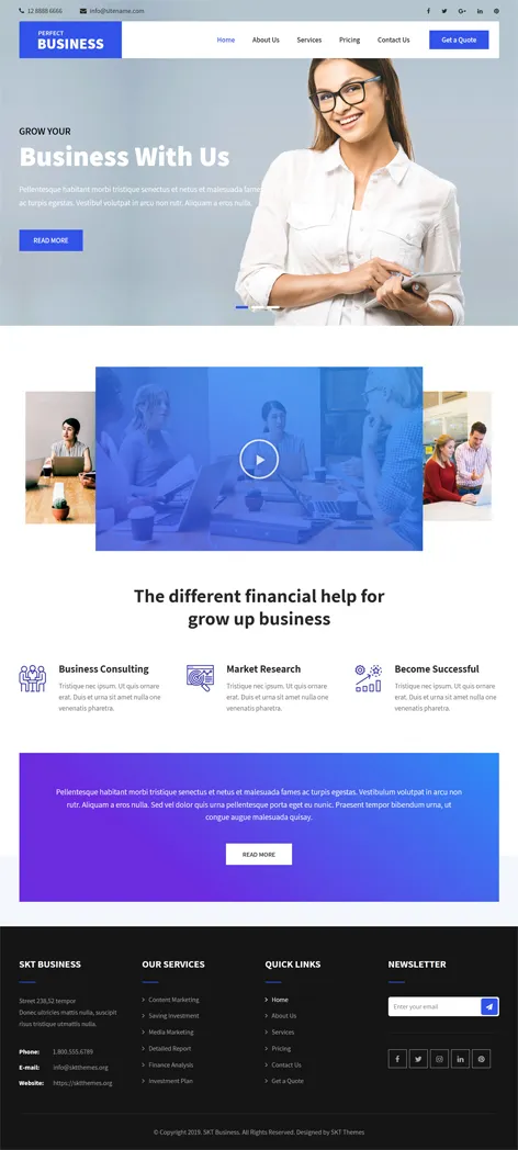 Bizness Lite - free business WordPress theme