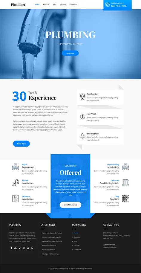 SKT Plumbing Lite - Free Plumber WordPress Theme