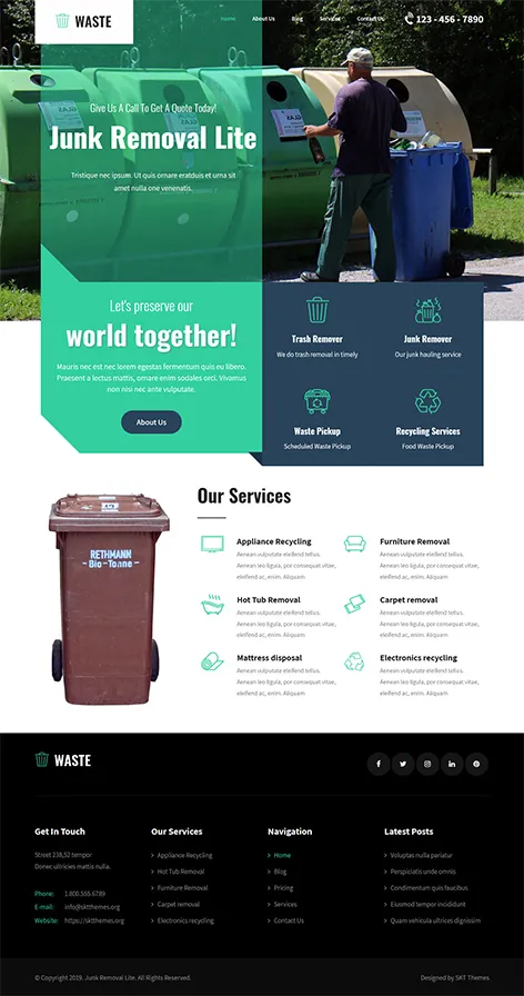 free waste management WordPress theme