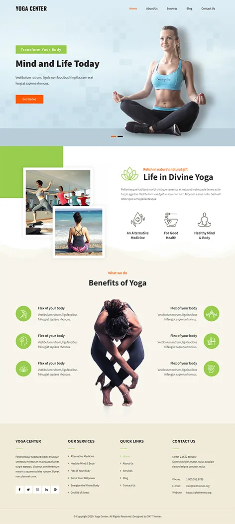 free yoga WordPress theme