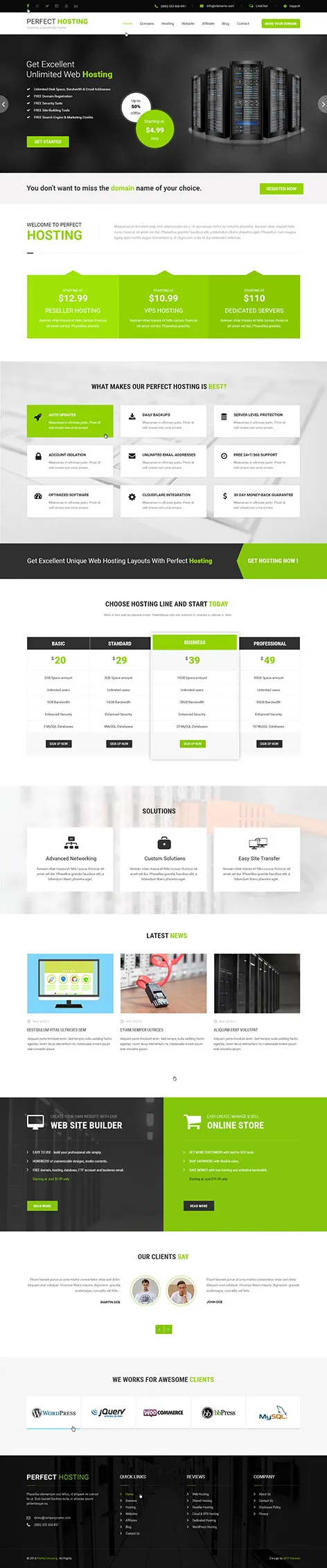 SKT Hosting - hosting WordPress theme