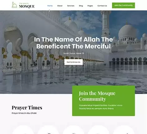 Mosque WordPress Theme for Islamic Centers and Religious Communities