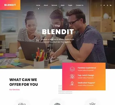 Blendit - One Page Website Template for Single Scroll Layouts