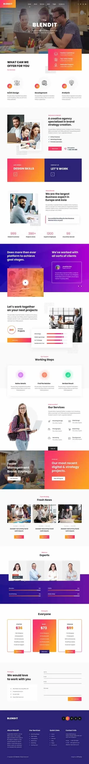 one page WordPress theme