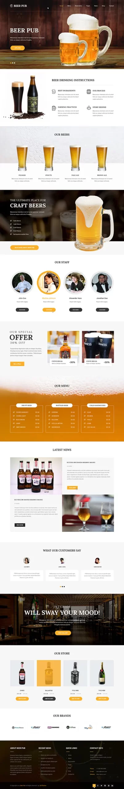 beer and pub WordPress theme