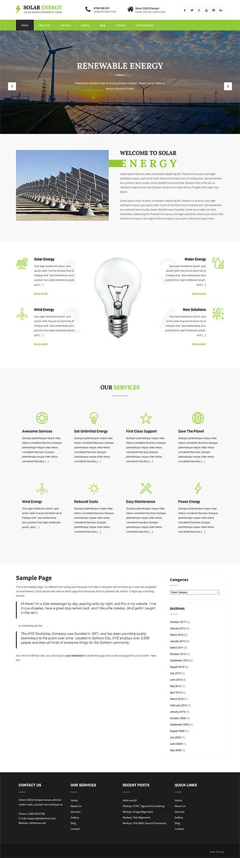 SKT Solar Energy - Free Clean Energy WordPress theme