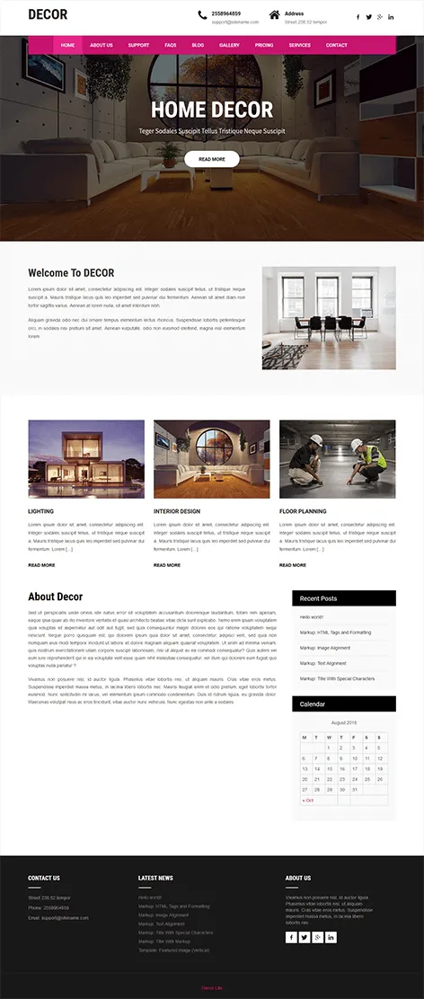 free interior and furniture WordPress theme