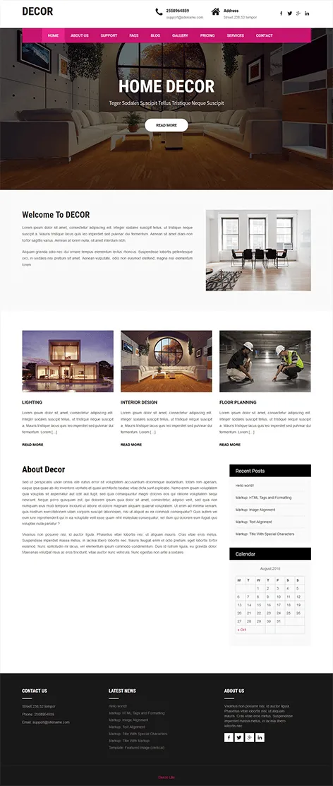 free interior furniture WordPress theme