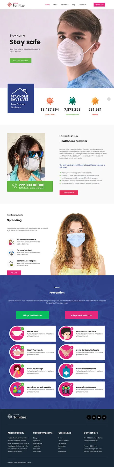 free sanitization WordPress theme