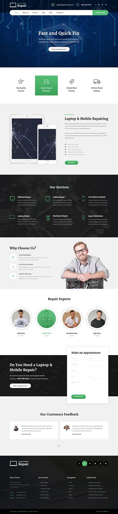 laptop repair WordPress theme