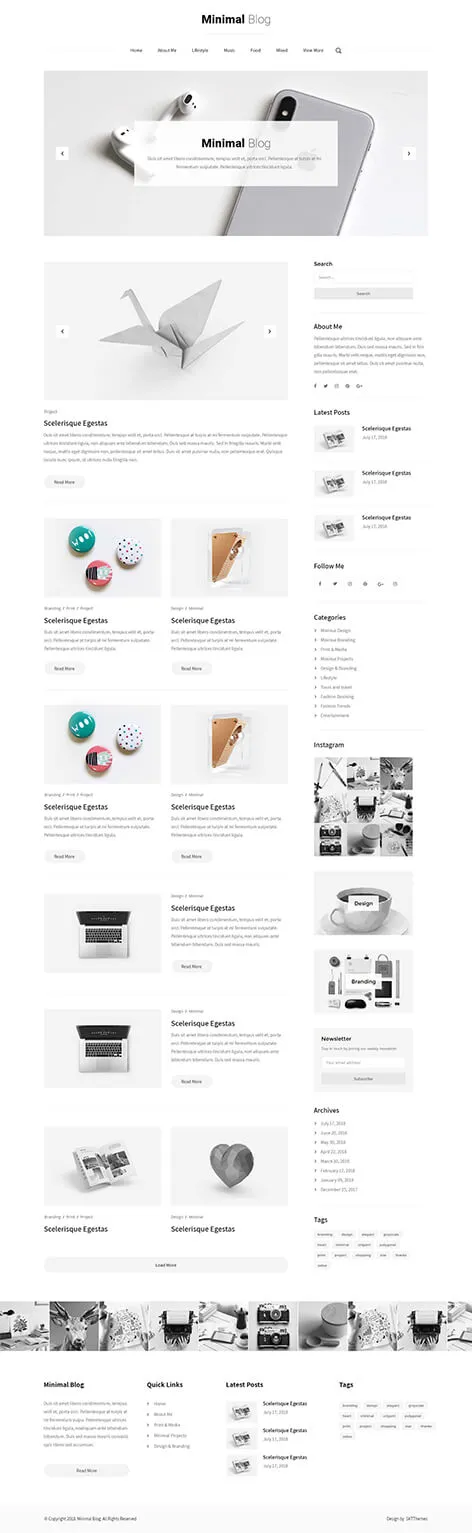 minimalist blog WordPress theme