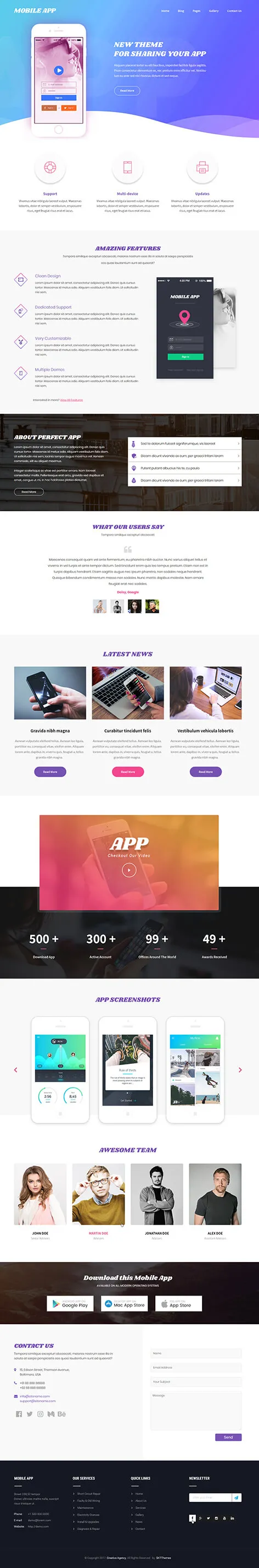 mobile app WordPress theme