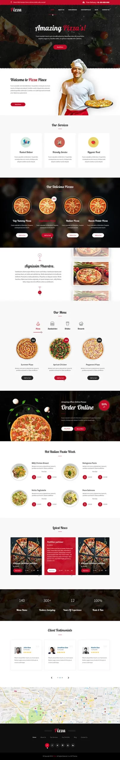 pizza ordering WordPress theme