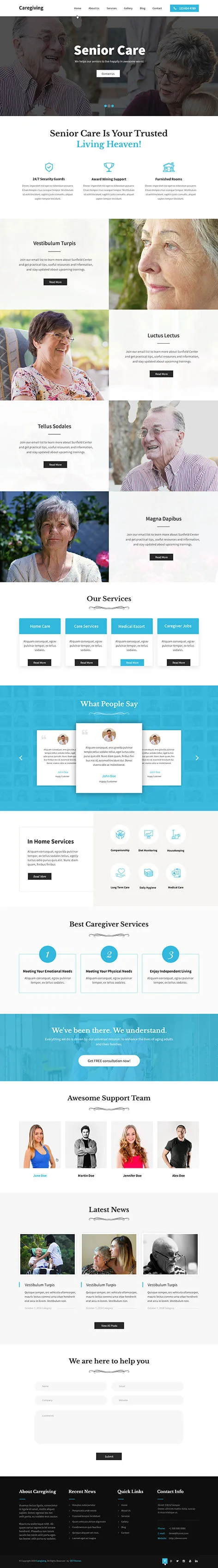 senior care WordPress theme