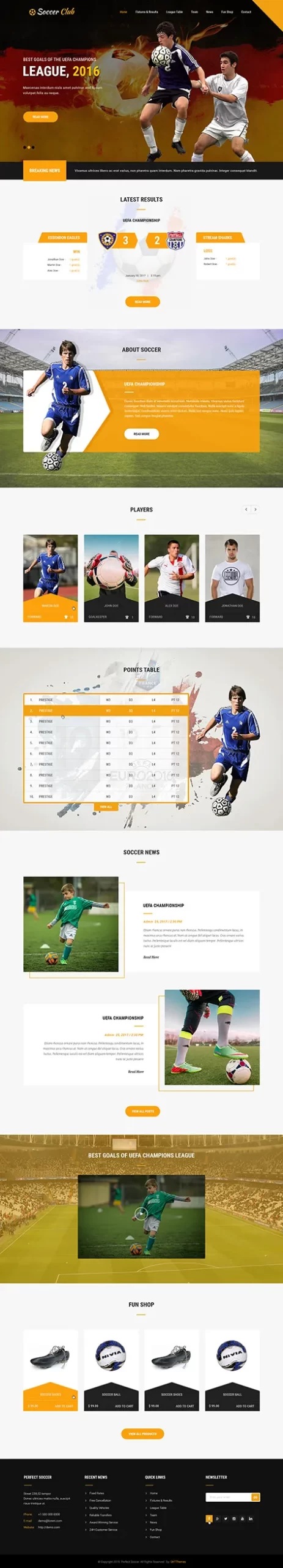 soccer sports WordPress theme