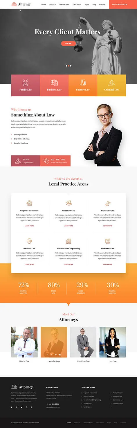 Attorney Lite - free Attorney WordPress theme