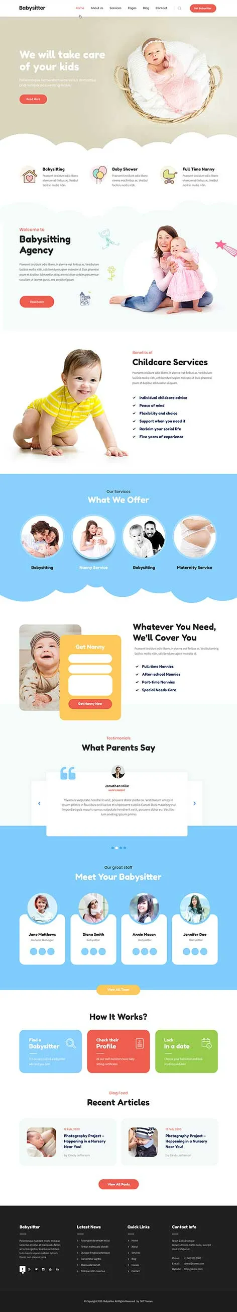 Babysitter - baby WordPress theme