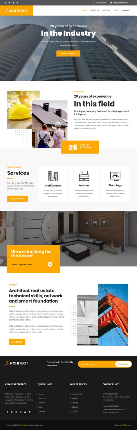 SKT Architect Lite - Free Architect WordPress Theme