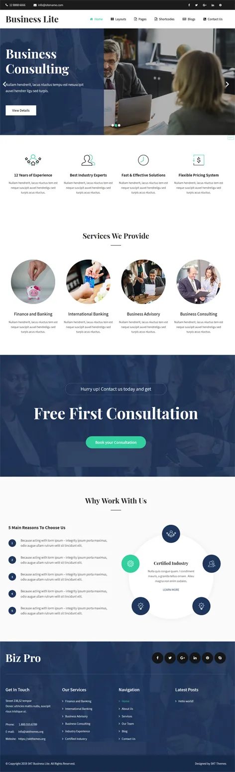 free business company WordPress theme