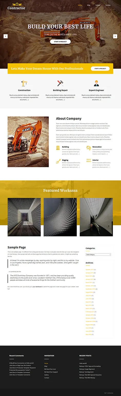 free contractor WordPress theme