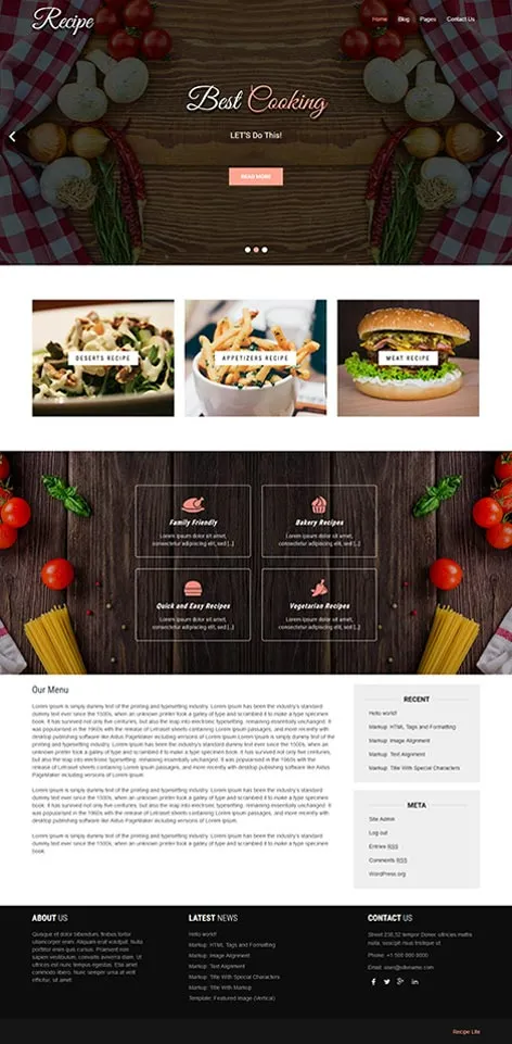 Recipe Lite - Free Food WordPress theme