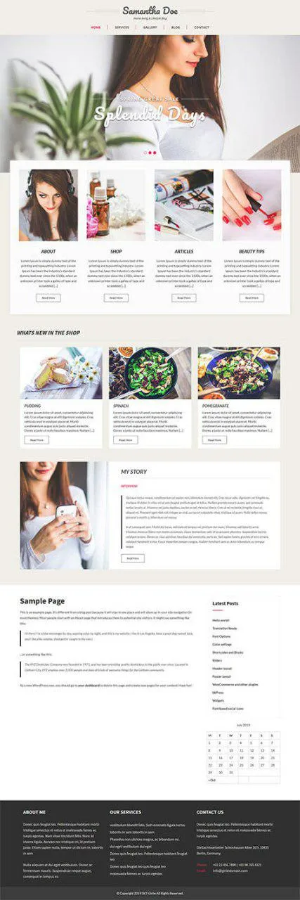 free girly WordPress theme