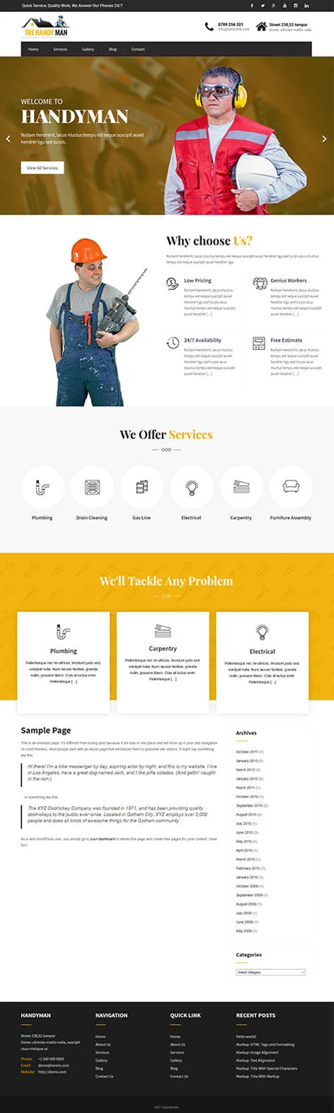 free handyman WordPress theme