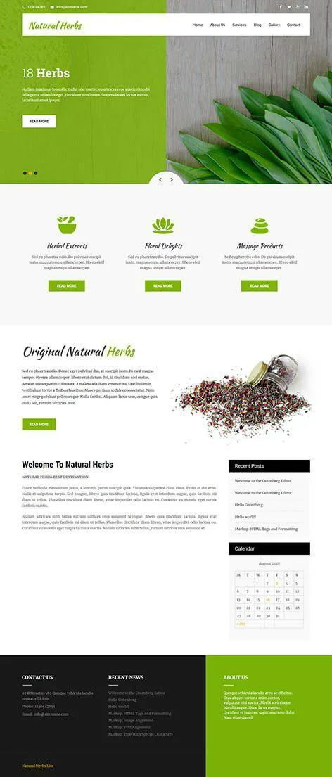 free herbal WordPress theme