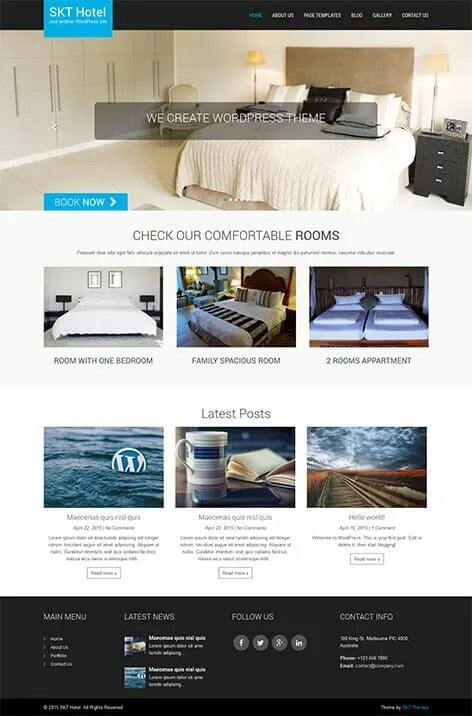 free hotel WordPress theme