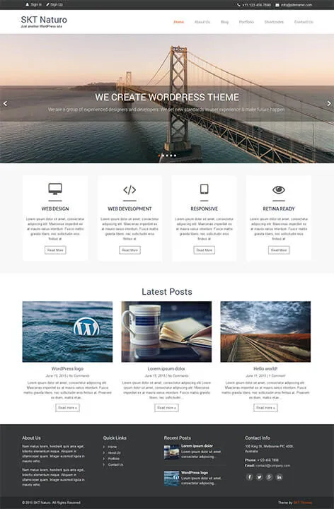 free minimal responsive WordPress theme