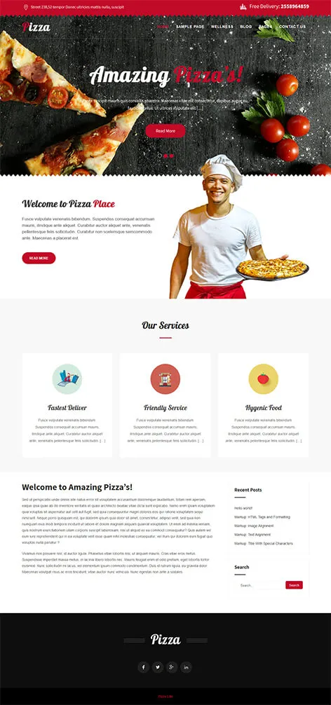 free pizza WordPress theme
