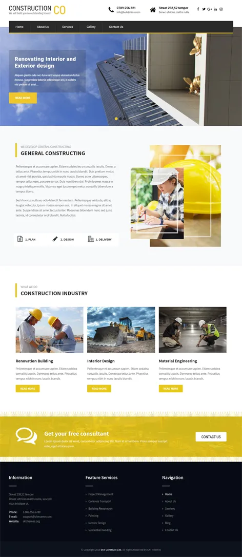 free responsive construction WordPress theme