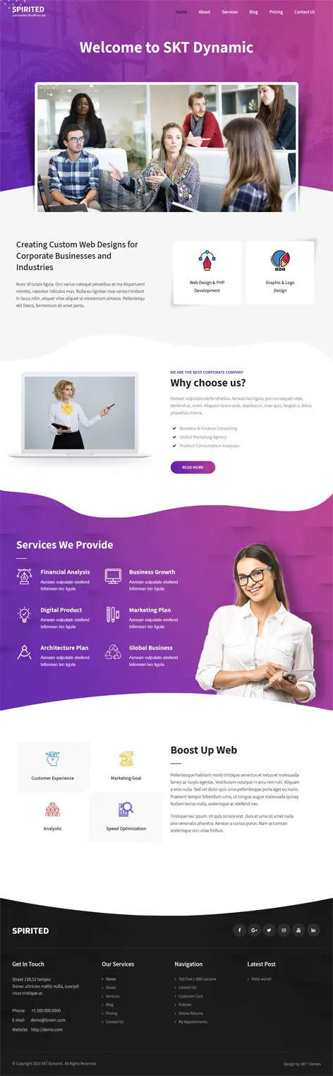 free responsive corporate WordPress theme