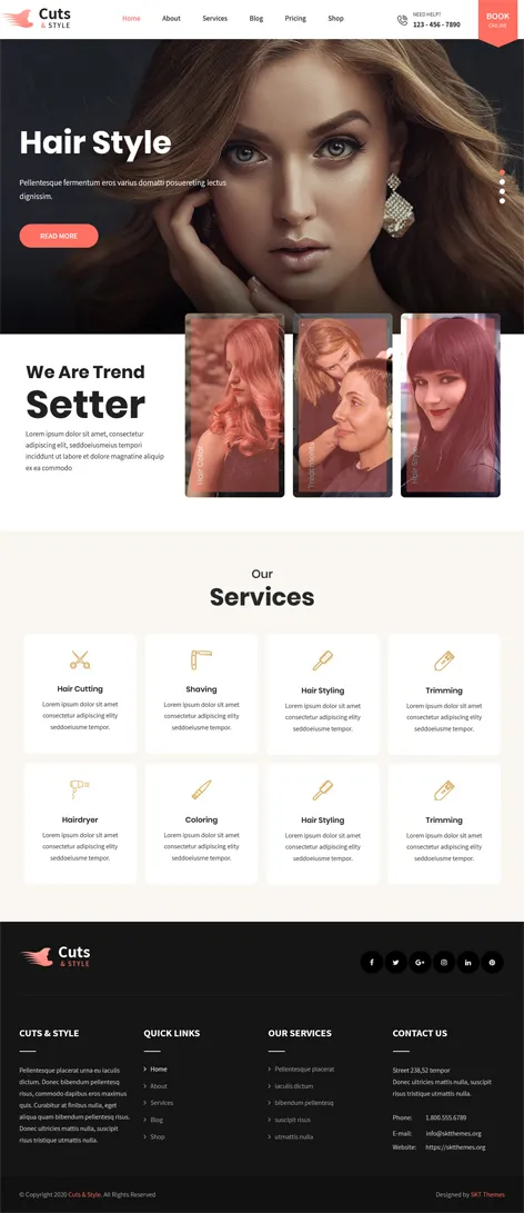 free responsive hair salon WordPress theme