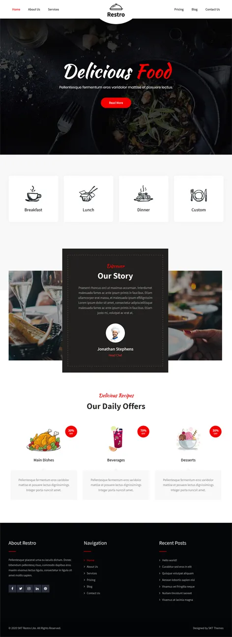 free restaurant WordPress theme