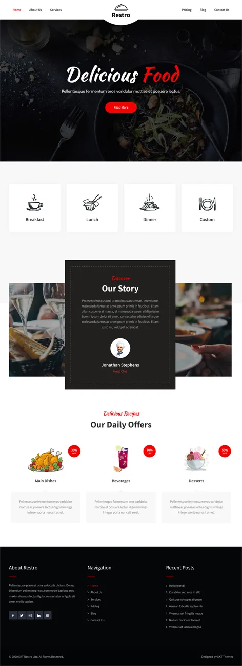 Restaurant Lite - free restaurant WordPress theme