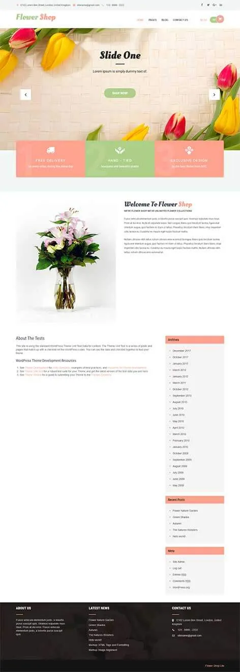 Flower Shop Lite - Free Shop WordPress theme