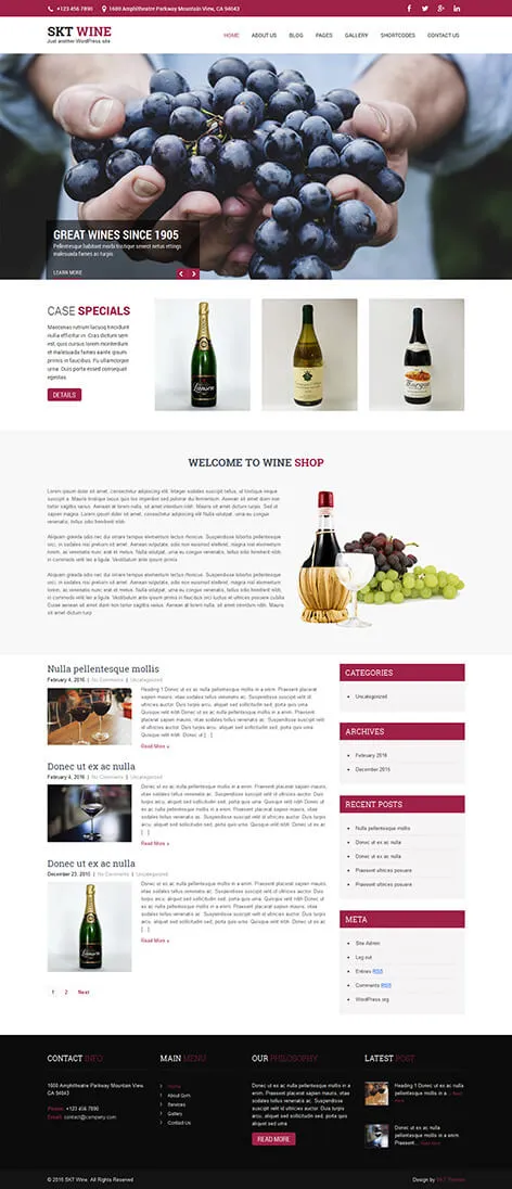 free wine brewery WordPress theme