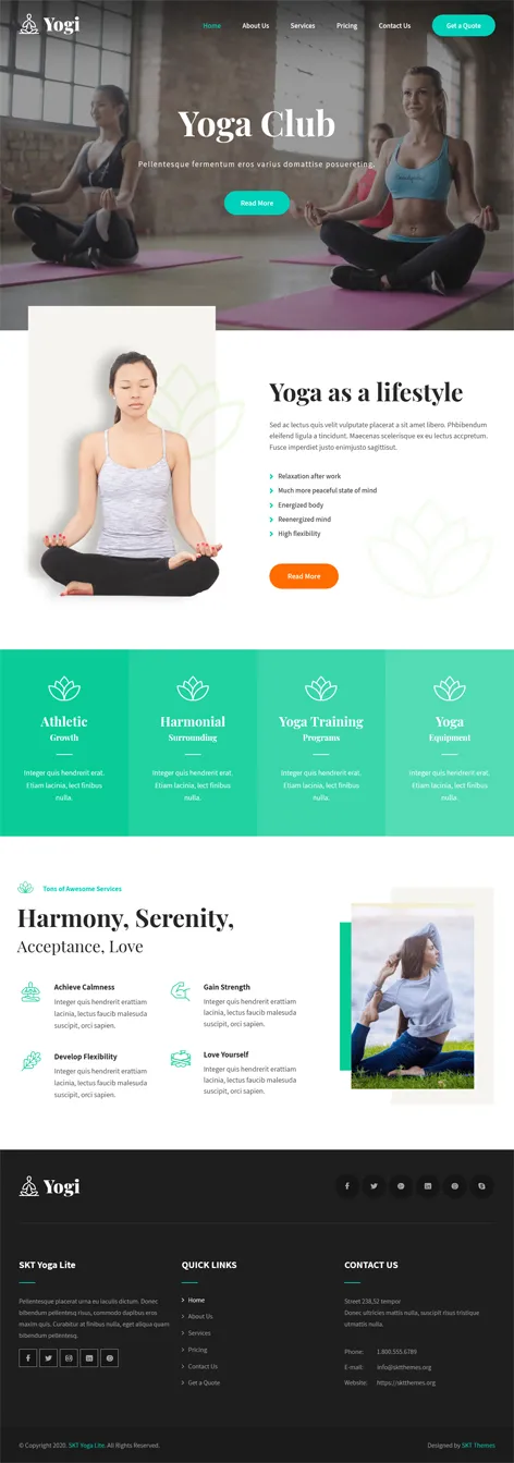 Yogi Lite - free Yoga Studio WordPress theme