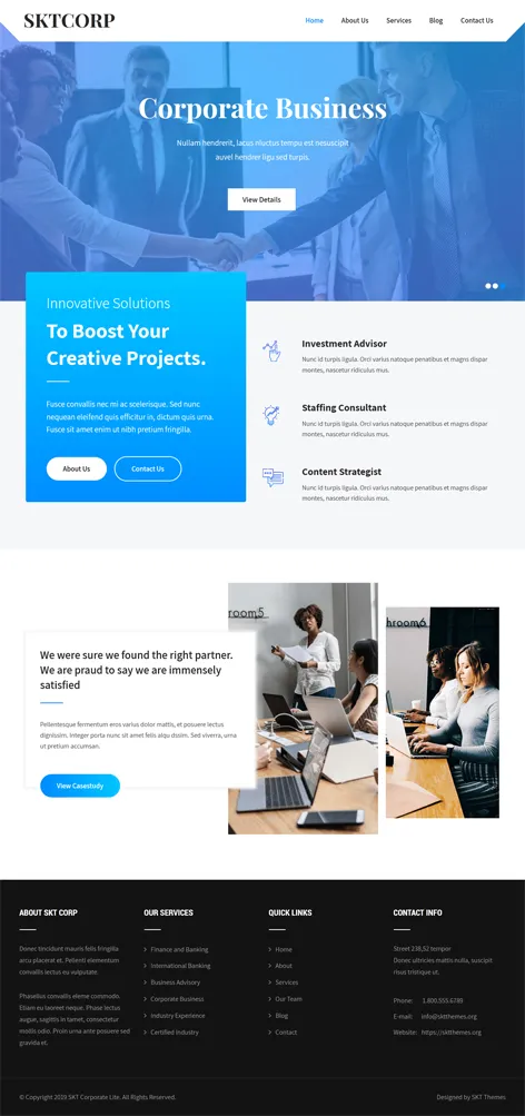SKT Corp - Free Business Consulting WordPress Theme