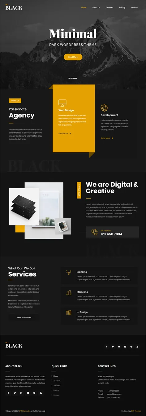 free dark and black WordPress theme