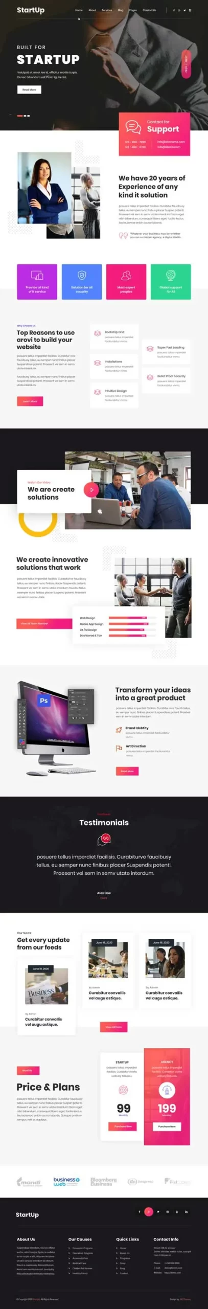 startup WordPress theme