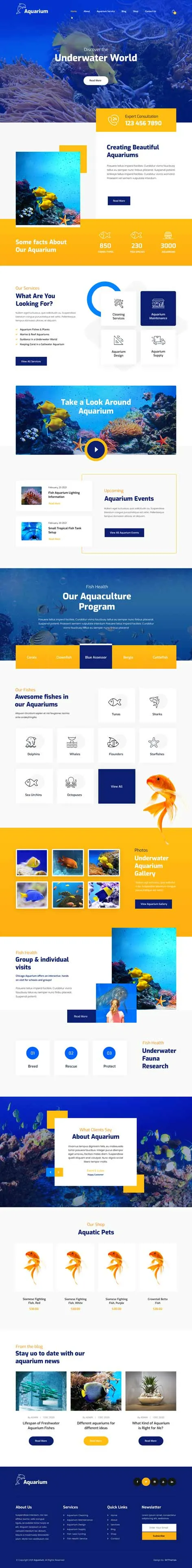 aquarium services WordPress theme