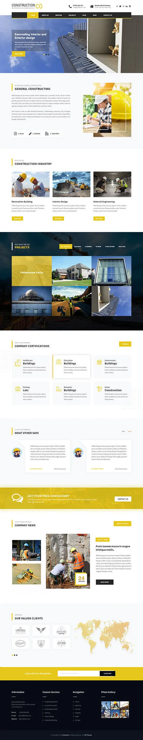 SKT Construction Pro - responsive construction WordPress theme