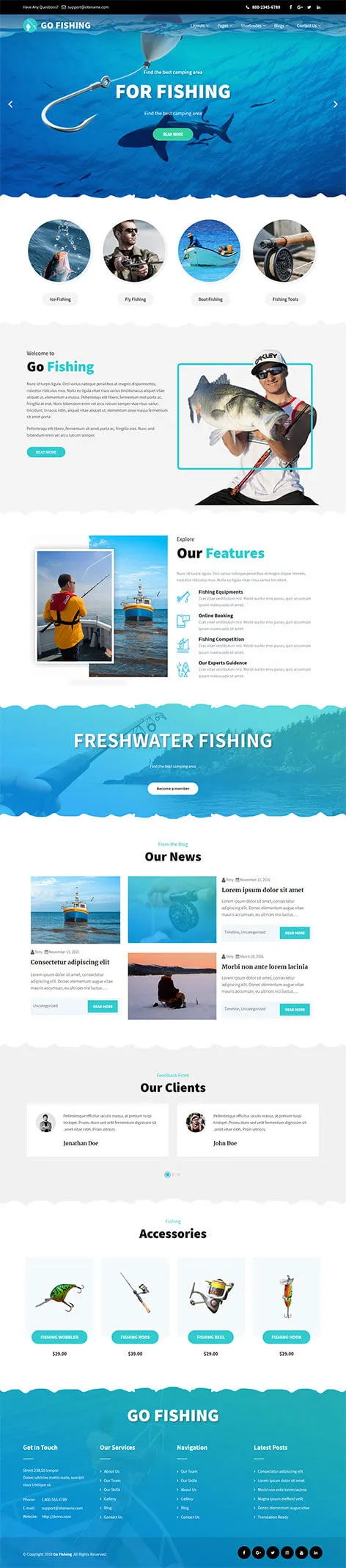 fishing WordPress theme