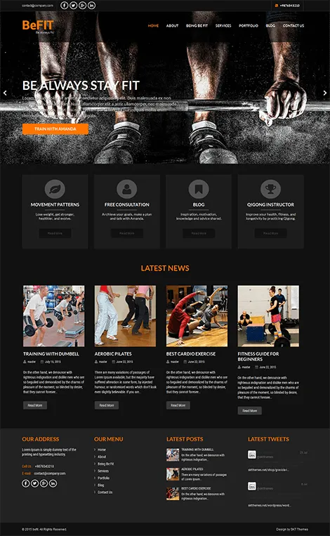 free fitness club WordPress theme