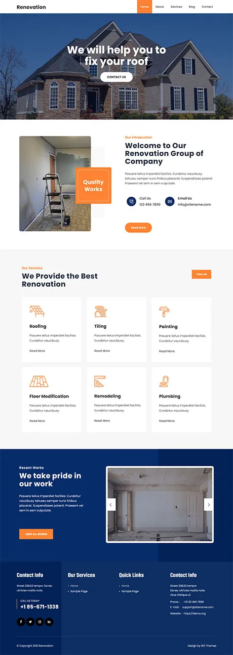 free home improvement WordPress theme